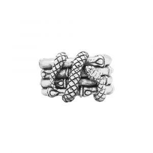 Bague Anneau Bambou Pour Homme En Argent Avec Serpent Entrelac&eacute; - Neuf