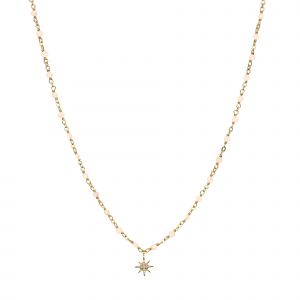 Collier Argent Dor&eacute; &Eacute;toile En Zirconium Blanc Et Perles Naturelles Opale Rose - Neuf