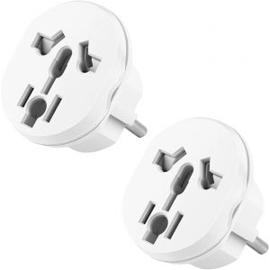 KALANKA-Adaptateur Prise USA vers France 2 Pi&egrave;ces, Adaptateur Prise Universelle, Adaptador de Viaje Internacional, Convertidor de Enchufe EU pour UK, USA, Chine, la Suisse ect, Mat&eacute;riau Ignifuge PC - Neuf