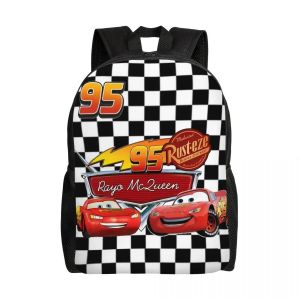 Sacs à dos Lightning McQueen personnalisés pour hommes et femmes, cartable tendance pour l'université, l'école, les dessins animés - Neuf