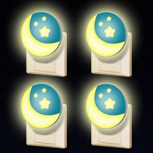 Dww-Veilleuse Enfant Sur Prise Électrique, 4 Pièces Led Lampe De Chevet Avec Capteur Crépusculaire, Lumière De Nuit Murale Pour Chambre De Nouveau-Né, Éclairage Nomade Pour Bébé Allaitement - Neuf