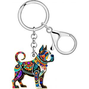 KAL-Porte-Clés Boho Pit Bull En Forme De Chien Pitbull - Cadeau Pour Femme Et Fille - Breloques En Acrylique - Accessoires De Sac À Main - Porte-Clés De Voiture - Neuf