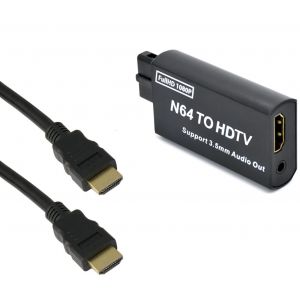 Adaptateur N64 / SNES / GameCube vers HDMI avec C&acirc;ble 1,5 m &iquest; Am&eacute;liore l&iquest;Image en 1080P &iquest; Installation Facile - Neuf