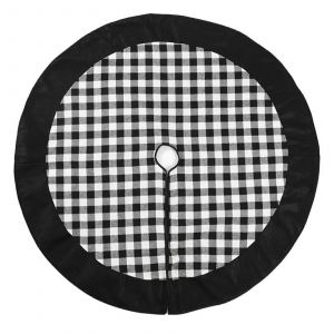 Jupe de sapin de No&euml;l de 119 cm (47 pouces), &agrave; carreaux noirs et blancs double &eacute;paisseur avec doublure en feutre, d&eacute;coration pour les f&ecirc;tes de No&euml;l - Neuf