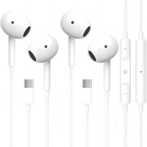 MEVRONISSHOP-2 Pack &Eacute;couteurs Filaires USB C pour iPhone 16/15 Intra-Auriculaires avec Micro Int&eacute;gr&eacute;s et Contr&ocirc;le du Volume, &Eacute;couteurs St&eacute;r&eacute;o Hi-FI Antibruit Compatibles avec iPhone 16/15/Plus/Pro - Neuf