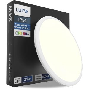 Plafonnier LED,Luminaire Plafonnier 24W 2400lm 3000K Lampe de Plafond IP54 Éclairage de Plafond Moderne Rond Ø30cm Applicable à Salle de Bain,Salon,Chambre,Cuisine,Balcon,Couloir - Neuf