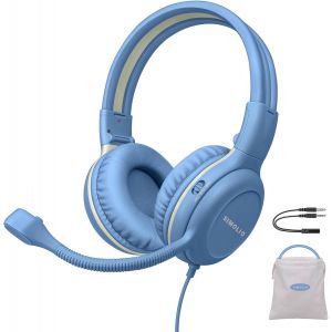 KALPO-Casque Filaire Pour Enfants Pour École Virtuelle Avec Microphone,Casque Sans Fil À Volume Sûr Avec Micro Rotatif Flexible Pour Garçons,Adolescents,Enfants,Casque Pliable Léger Pour Jeux, - Neuf