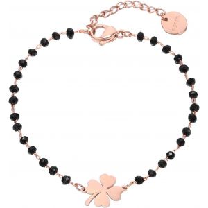 Kalsw-Bracelet Femme Coeur Trèfle À Quatre Feuilles Étoile Hibou Arbre De Vie Chaîne De Perles Noires Ajustables Cristal Anti-Allergique,Cadeau Bijoux Pour Charmante Mère Ou Fille Or Argent Or Rose - Neuf