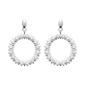 Boucles D'oreilles Brillaxis Argent Et Oxydes Serti Clos - Neuf