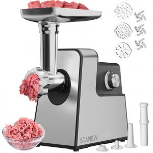 Hachoir &agrave; viande &eacute;lectrique, 4 en 1, avec 3 plaques de broyage en acier inoxydable (4 mm, 8 mm, ventilateur) et 3 lames, 3500 Watt - Neuf
