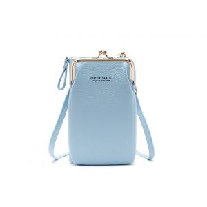 Sac bandoulière pour téléphone portable pour femme en cuir synthétique avec bandoulière réglable, bleu - Neuf
