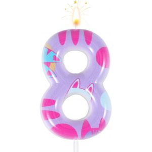 Eryi-Bougie D'anniversaire À Thème, Bougie D'anniversaire À Thème De Chat Décorations D'anniversaire De Chat De Dessin Animé Décorations De Gâteau De Bougie De Numéro De Chat (Numéro 8) - Neuf