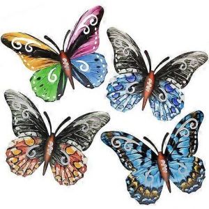 papillons décoration de jardin en plein air 4 pcs métal Wall Decor Design salon cuisine décoration chambre à coucher décor cadre statue intérieur - Neuf