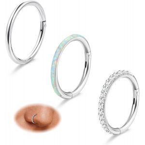 Nbgcm-3pcs G23 Titane Anneau De Nez Cerceaux Femmes Anneau De Septum Articulé 18g 16g Cz Clicker Segment Septum Lèvre Nez Oreille Tragus Cerceau Hélice Cartilage Conque Tour Daith Piercing Bijoux - Neuf