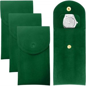 Nbgcm-3 Pièces Ecrins Pour Montres Sac À Montre, Sac À Montre De Voyage Portable Avec Sac De Rangement Pour Montre À Pression, Vert Émeraude - Neuf