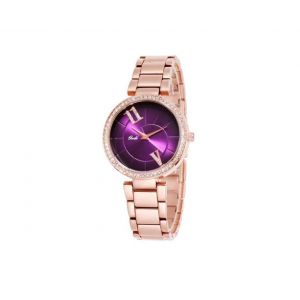 Montre Tendance Violette &Agrave; Grand Cadran Pour Femme &iquest; Mouvement &Agrave; Quartz, &Eacute;tanche, Bracelet En Cuir, Cadran De 28 Mm - Neuf