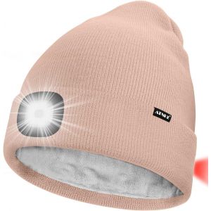 Unisexe 8 Led Bonnet Lampe Frontale,Usb Rechargeable Rouge Feu Arri&egrave;re Clignotant Chapeau De Course Lumi&egrave;re Chaud Polaire Doubl&eacute;e Tricot Bonnet Cadeaux Pour Hommes Et Femmes.[F125] - Neuf