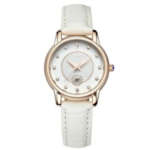 Mode Femmes M&eacute;tal Strass Quartz Montre Bracelet De Montre En Cuir Accessoire (Blanc) - Neuf
