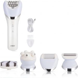 Epilateur Electrique Femme, 5 En 1 Rasoir Electrique Sans Fil Rechargeable Avec 2 Vitesses Pour Les Jambes Et Le Corps &Eacute;pilation, &Eacute;pilateur &Eacute;lectrique Avec Exfoliant, Nettoyage Et Massage Du Visage - Neuf