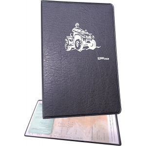 KALANKA-Pochette Carte Grise Quad, Accessoire Quad Etui Protege Carte Grise et Assurance Permis, Noir de Fabrication FRANÇAISE - Neuf