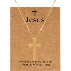 Kal-Chaîne En Acier Inoxydable Pour Homme Et Femme - Collier Jésus Avec Pendentif Croix Chrétienne - Pendentif Crucifix Chrétien - Bijoux Pour Homme Et Femme - Neuf