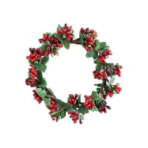 Bougeoir de No&euml;l avec baie Pinecone Couronne Bougie Anneau Verre Tealight Chandelier D&eacute;coratif Pour Accueil Mariage Salon Chambre D&eacute;cor - Neuf