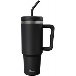 Mug Isotherme Avec Paille Et Poign&eacute; - Gobelet Paille De Bureau Et Voiture En Acier Inoxydable, &Eacute;l&eacute;gant Et Durable - Gobelet Isotherme Pour Les Boissons Chaudes Et Froides (1200ml, Blanc) - Neuf
