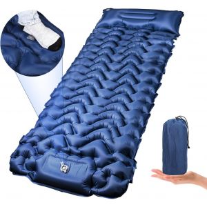 Wqd-Matelas Camping Autogonflant, &Eacute;paissir Matelas Gonflable 1 Place Avec Oreiller, Tapis De Couchage Randonn&eacute;e Ultra L&eacute;ger Avec Pompe &Agrave; Pied, Matela &Eacute;tanche Pour Voyages, Tente, Plage - Neuf