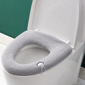Ensemble de 3 housses de si&egrave;ge de toilette &eacute;paisses avec poign&eacute;e - Coussin doux, &eacute;pais, extensible et lavable - Convient &agrave; tous les si&egrave;ges de toilette ovales - Neuf