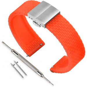 Eryi-Bracelet Montre Remplacer Silicone Bracelet Montre Homme Femme Noir - 18mm, 20mm, 22mm, 24mm Caoutchouc Montre Bracelet Avec Quick Release Pins & Boucle Déployante - Neuf