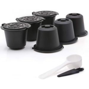 KAL-Lot De 6 Capsules De Café Rechargeables Réutilisables Avec Cuillère Et Brosse Pour Tasses Nespresso Compatibles Originalline - Neuf