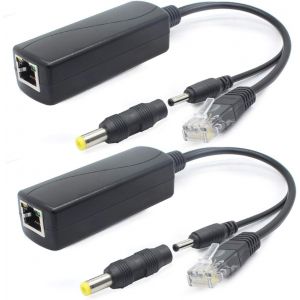 Lot de 2 répartiteurs PoE 5V Gigabit,Adaptateur 48V à 5V 2,4A,Prise 3,5 mm x 1,35 mm,connecteur 5,5 mm x 2,1 mm,Conforme à la Norme IEEE 802.3af,pour caméra IP et Plus - Neuf