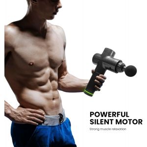 Pistolet De Massage Musculaire,30 Vitesses,6 Têtes De Massage,Écran Led Tactile,Soulagement Professionnel De La Douleur Musculaire Sur Tout Le Corps,Charge Rapide Et Durable,Noir Carbone. - Neuf