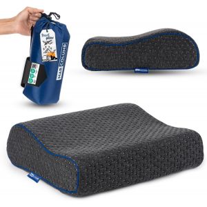 Oreiller Confortable En Mousse &Agrave; M&eacute;moire De Forme Pour Voyage Et Camping - Sac Portable Facile &Agrave; Transporter - R&eacute;gulation De La Temp&eacute;rature - Parfait Pour Les Voyages (Contour Gris) - Neuf