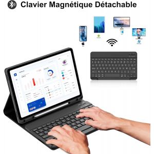 Coque Clavier Pour Samsung Tab S10 Fe 10.9"" 2025/S9 Fe 10.9"" 2023, Azerty Français Clavier Magnétique Détachable Bluetooth Pour Tablette Samsung Galaxy S10 Fe 10.9"" 2025, Bleu Foncé - Neuf
