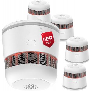 D&eacute;tecteur de fum&eacute;e Batterie 10 Ans, Mini d&eacute;tecteur d'incendie, d&eacute;tecteur d'incendie Selon EN14604, d&eacute;tecteur de fum&eacute;e photo&eacute;lectrique avec Bouton muet, ZR170S, Lot de 5 - Neuf