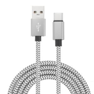 SJZG-C&acirc;ble De Charge Tress&eacute; Usb De Type C, 2,4 A De Type C Vers Usb A, C&acirc;ble De Transfert De Donn&eacute;es Pour Tablette, T&eacute;l&eacute;phone, Lampe De Bureau Led, Drone, Ton Argent&eacute; - Neuf