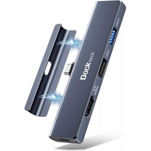 Hub USB C pour iPad Pro, Adaptateur multiport 5-en-1 avec HDMI 4K 60Hz 100W PD, USB 3.0, Audio, USB C Dock Magnetic Grip pour iPad Pro 2022/2021/2020/2018 iPad Air Pad Mini 6 - Neuf