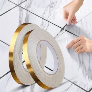 Tuile Décorative Autocollant Adhésif, Imperméable À L'eau Joint De Colle, Pour Les Planchers, Les Murs, Les Plafonds, Les Portes Et Les Fenêtres, Décoration De La Maison (2*(1 Cm*50m),De L'or) - Neuf