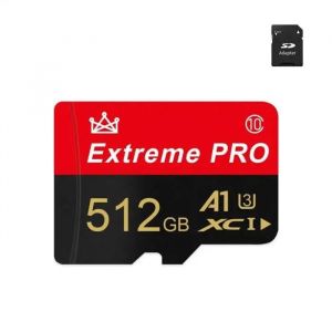 Carte m&eacute;moire MicroSD avec adaptateur SD gratuit, carte m&eacute;moire Flash Mini SD, A2 PRO - 512 GB - Noir - 512gb-c Color - Neuf