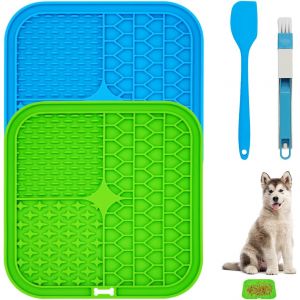 Jgd-Tapis De L&egrave;che Chien, 2 Pi&egrave;ces L&egrave;che Pour Chat Et Chien, Coussinets &Agrave; L&egrave;che Chien Avec Brosse De Nettoyage, Grattoir Et Coussinets D'alimentation Pour Chien &Agrave; Lib&eacute;ration Lente. - Neuf