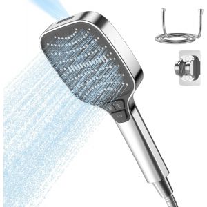 JGD-Pommeau de douche haute pression avec 8 modes et tuyau de 1,5 m &iquest; Ensemble de pommeau de douche universel pour robinets de baignoire et accessoires de salle de bain Argent&eacute; - Neuf