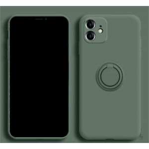 Checarzhn--No1-Coque Pour Iphone 12 Mini Coque Magnétique Anneau Rotatif À 360° Mince Coque Antichoc Souple Liquid Silicone Avec Plaque Métallique, Aimant Support De Voiture Housse Bumper Pour Iphone - Neuf