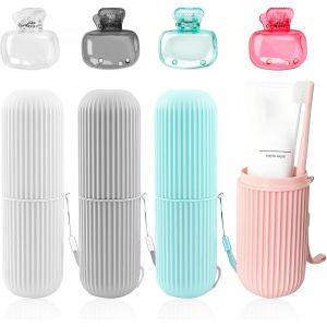 Nsiecd-Etui Brosse A Dent Voyage, 4 Pi&egrave;ces Protege Brosse A Dent Avec Protection Brosses &Agrave; Dents, Portable Boite Brosse A Dents Voyage, Pour Les Voyages &Agrave; Domicile, Le Camping Et La Randonn&eacute;e - Neuf