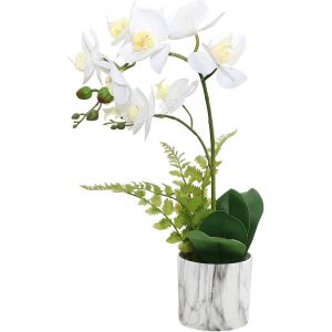 ERYI-Fleurs D'Orchidées Artificielles Pour La Décoration Intérieure, Blanche Réaliste Fausse Orchidée En Pot, Pièce Maîtresse De Tableb Cuisine Salle De Bain Décor (Blanc 2) - Neuf