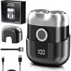 Mini Rasoir &Eacute;lectriques Pour Hommes Avec Affichage Led, Rasoir &Eacute;lectrique &Eacute;tanche Ipx6, Mini Rasoir Portable Silencieux Et Lavable, Rasoir Homme Gris - Neuf
