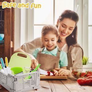 MEVRONISSHOP-Enfants Couteau de Cuisine, 13 Pi&egrave;ces Set de Couteaux pour Enfants, Couteau Montessori Enfants, Couteau Enfant, Couteaux de Cuisine pour Enfants, Kit Couteau S&eacute;curit&eacute; de Cuisine pour Enf - Neuf