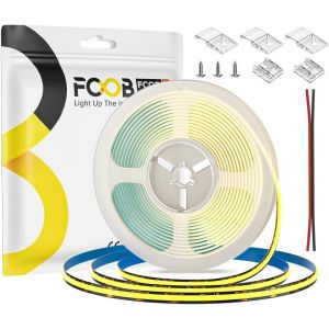 Cob Bande Led Flexible Haute Densit&eacute; Blanc Chaud 2700K 480Leds/M 9W/M 16.4Ft/5M Dc12V 8Mm Largeur Pcb Noir Lumi&egrave;re Led Dimmable Ip30 Pour D&eacute;coration Int&eacute;rieure(Sans Contr&ocirc;leur Ni Alimentation) - Neuf
