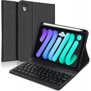 Coque Clavier pour iPad Mini 7 (A17Pro) 8.3"" 2024 - AZERTY Fran&ccedil;ais 7 Couleur R&eacute;tro-&eacute;clair&eacute; Clavier D&eacute;tachable sans Fil Bluetooth, &Eacute;tui Clavier pour pour iPad Mini 7 8.3 Pouces 2024, Noir - Neuf