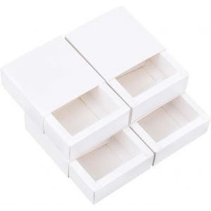 Trahoo-Lot De 30 Bo&icirc;tes &Agrave; Tiroirs En Papier Kraft 8.5x8.5x3.5cm Savon Blanc Bijoux Bonbonni&egrave;res Petites Bo&icirc;tes Cadeaux Pour Emballage Cadeau, No&euml;l, Mariage, Cadeaux De F&ecirc;te - Neuf